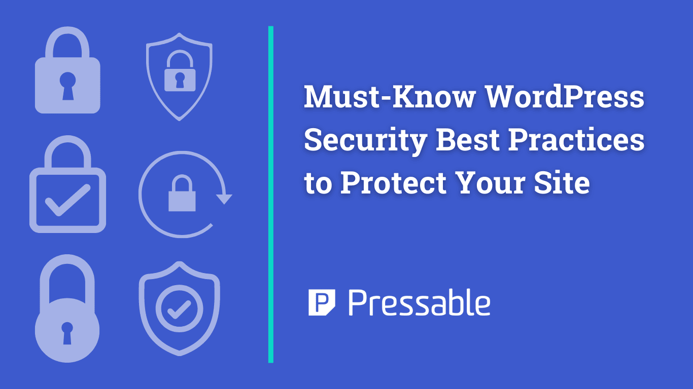 Blue Background with security lock images includes Pressable logo